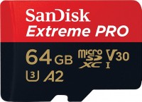 Купити карта пам'яті SanDisk Extreme Pro V30 A2 microSDXC UHS-I U3 (64Gb) за ціною від 439 грн.